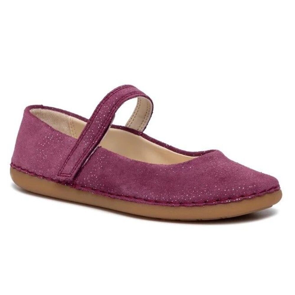 CLARKS Kids' Skylark Plum Suede Sparkly Mary Jane Shoes Size 9.5 Or 27 EUR